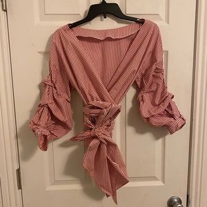 2/$10 Zara striped wrap top
